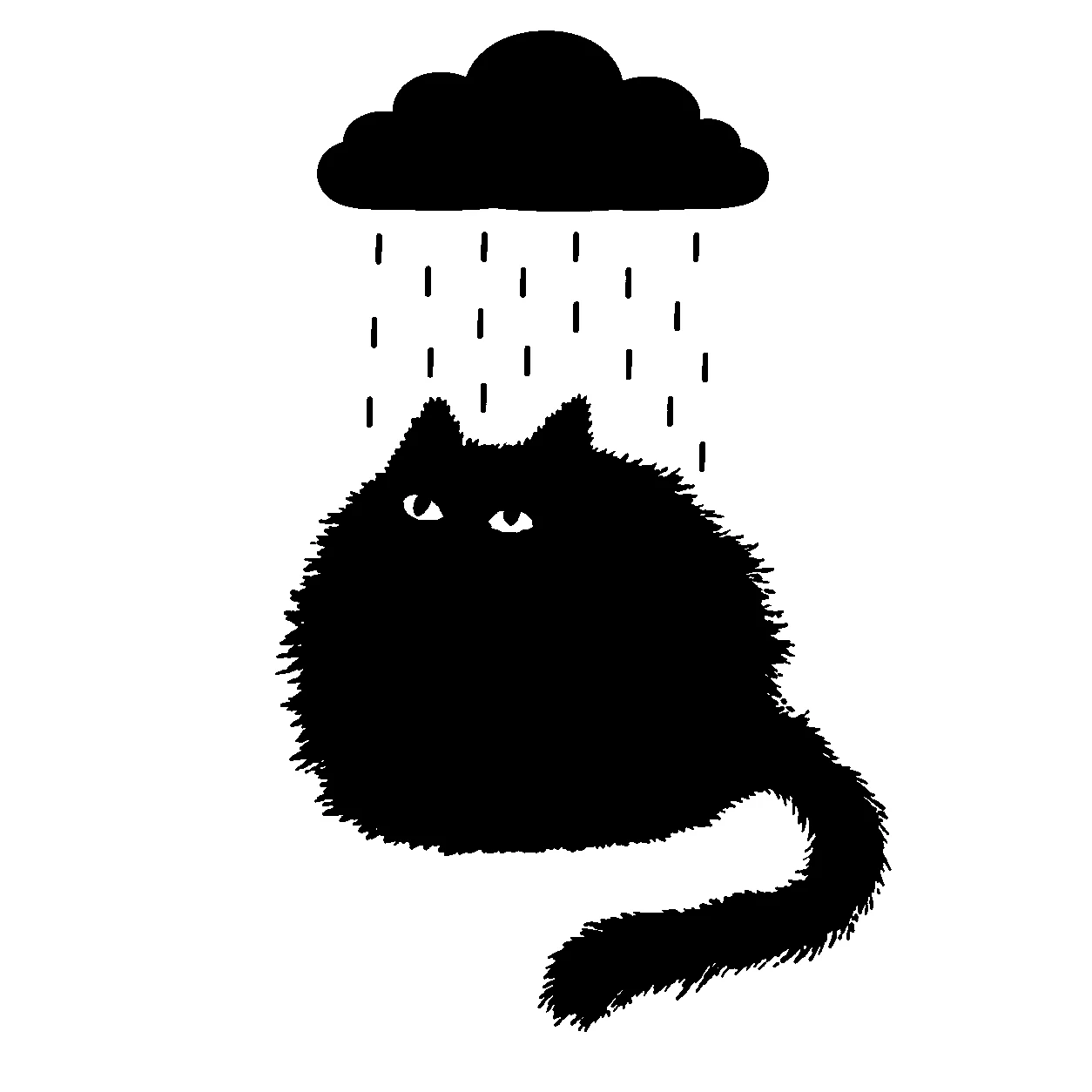 Bad Luck Cat under a rain cloud